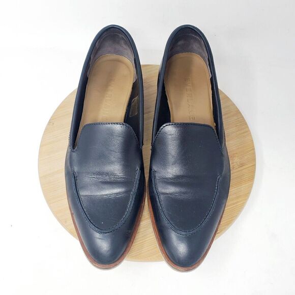 Everlane Modern Loafer Shoes Womens 7 Black Leather Slip On Pointed Toe - Picture 4 of 13